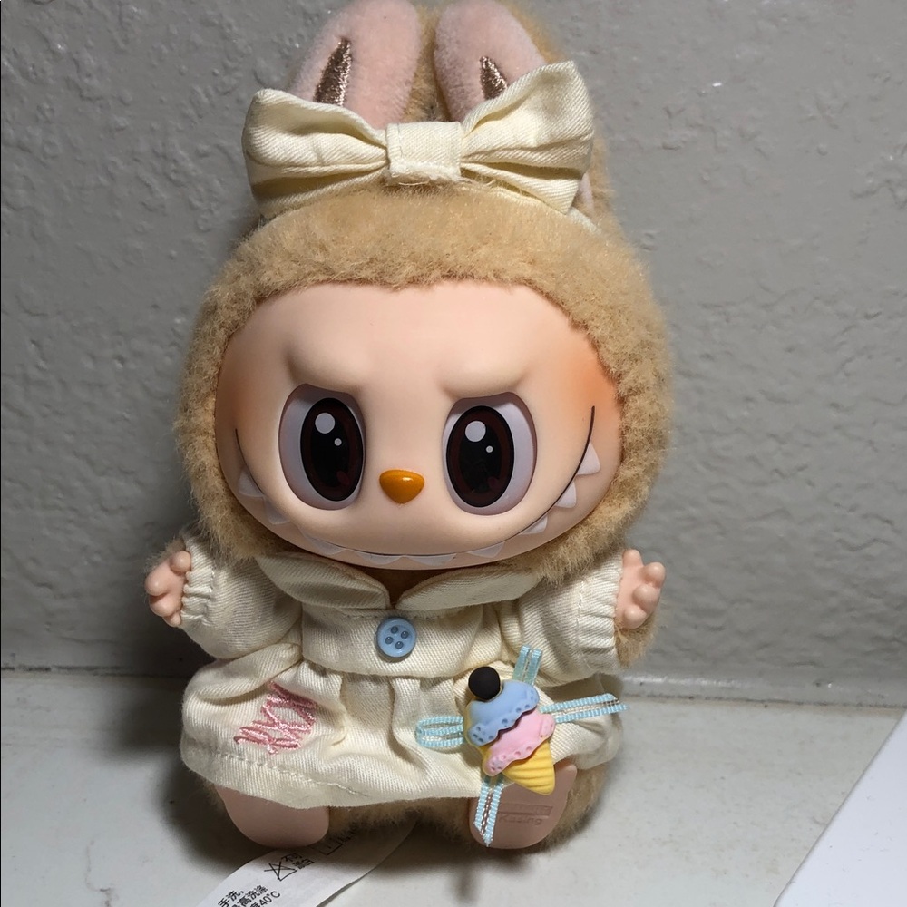 Cute LaBuBu Have a seat Beige Plush Toy with Cream Outfit